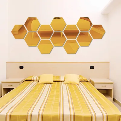 High Quality Personality Hallway Porch Home Decoration 3D Hexagonal Acrylic DIY Wall Sticker