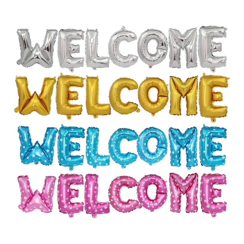 16Inch Foil Gold Silver Blue Pink WELCOME Letter Wedding Birthday Party Supplies Balloons