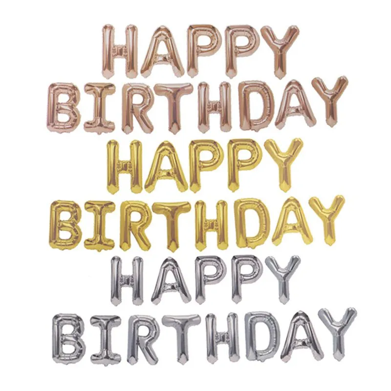 16Inch Foil Gold Silver Rose Gold Pink HAPPY BIRTHDAY Letter Party Decoration Balloons