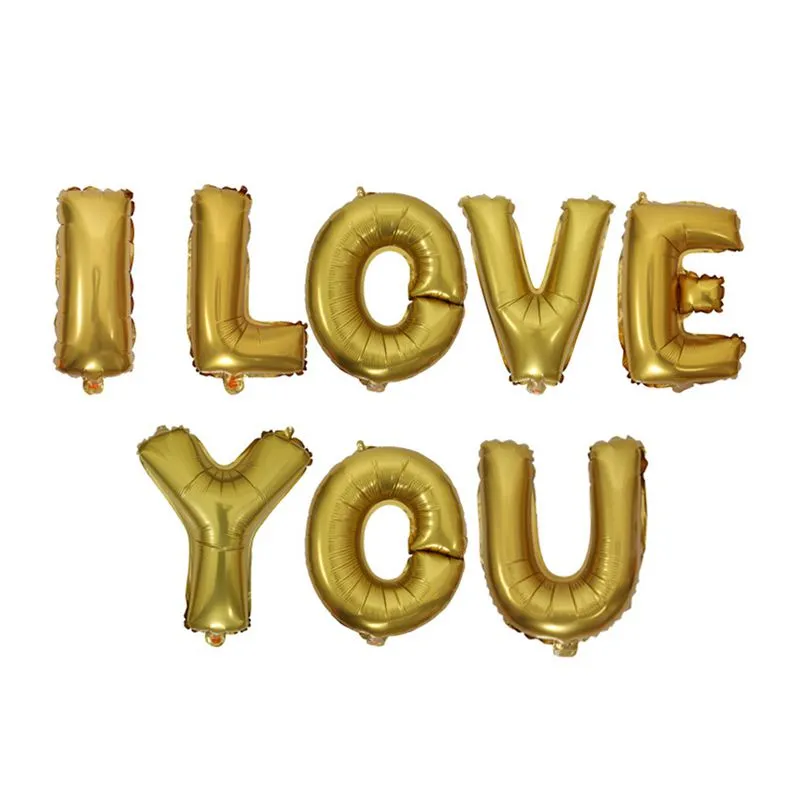 16Inch Foil Wedding Valentine's Day Party Supplies Gold I LOVE YOU Letter Balloons