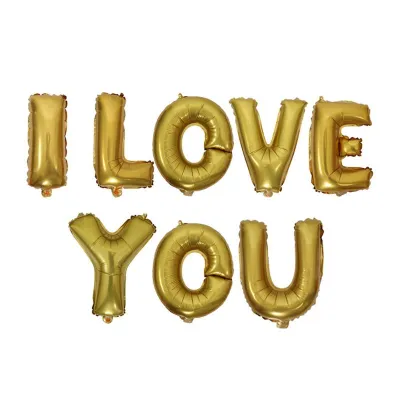 16Inch Foil Wedding Valentine's Day Party Supplies Gold I LOVE YOU Letter Balloons