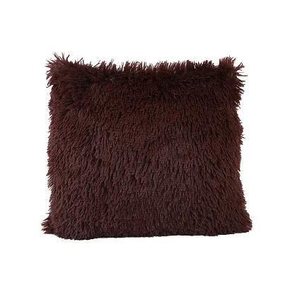 Soft Plush Solid Color Square Decorative Throw Pillow Cases for Home Living Room