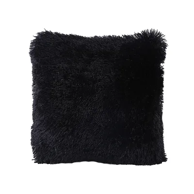 Soft Plush Solid Color Square Decorative Throw Pillow Cases for Home Living Room