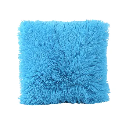 Soft Plush Solid Color Square Decorative Throw Pillow Cases for Home Living Room