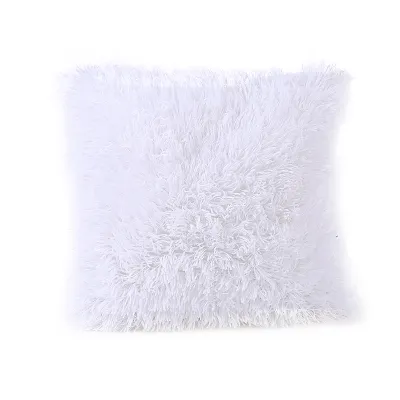 Soft Plush Solid Color Square Decorative Throw Pillow Cases for Home Living Room