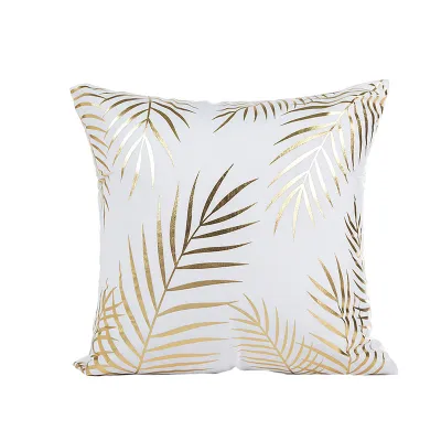 Comfortable White Bronzing Letters Heart Grass Single Side Printed Luxury Decoration Throw Pillow Cases