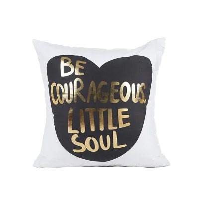 Comfortable White Bronzing Letters Heart Grass Single Side Printed Luxury Decoration Throw Pillow Cases
