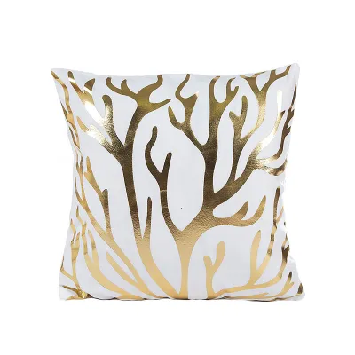 Comfortable White Bronzing Letters Heart Grass Single Side Printed Luxury Decoration Throw Pillow Cases