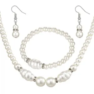 Fashion Lady Trendy Imitation Pearl Beaded Elegant Bride Jewelry Set