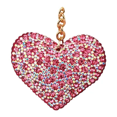 Trendy Flannelette Heart Color Drill Keychain