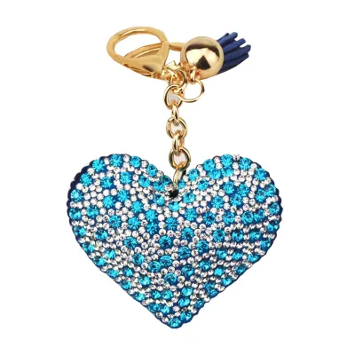 Trendy Flannelette Heart Color Drill Keychain