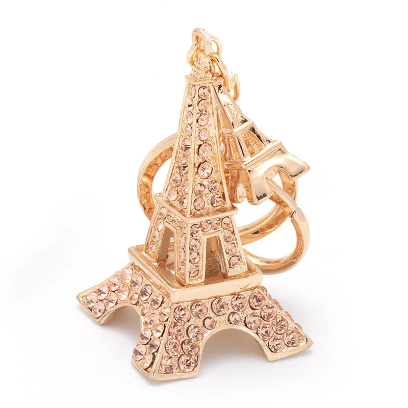 Trendy Diamond Eiffel Tower Shape Alloy Key Chain