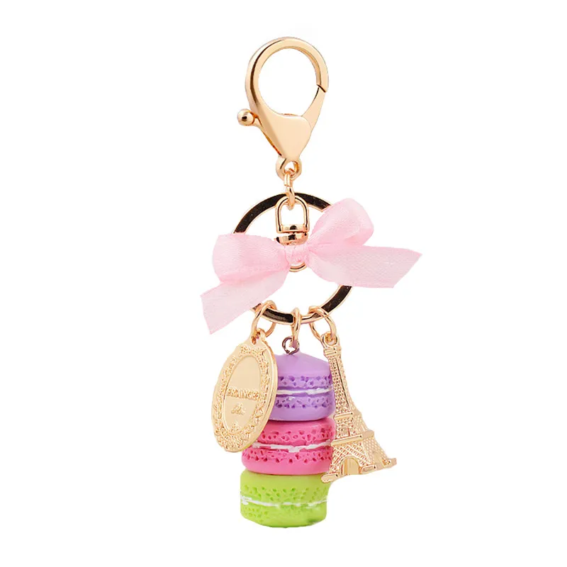 Trendy Bowknot And Macaron Shape Alloy Key Chain For Unisex