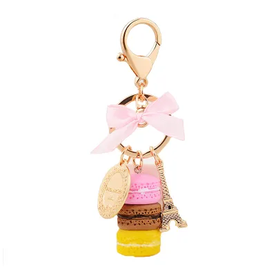 Trendy Bowknot And Macaron Shape Alloy Key Chain For Unisex