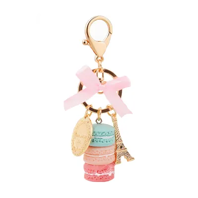 Trendy Bowknot And Macaron Shape Alloy Key Chain For Unisex