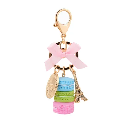 Trendy Bowknot And Macaron Shape Alloy Key Chain For Unisex