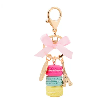 Trendy Bowknot And Macaron Shape Alloy Key Chain For Unisex