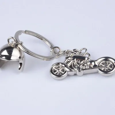 Creative Men's Gift Fashion Metal Motorcycle With Helmet Key Chain