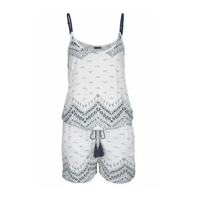 Women Bohemian Style Classic Zig Zag Print Elastic Waist Casual Beach Rompers