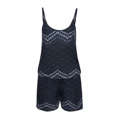 Women Bohemian Style Classic Zig Zag Print Elastic Waist Casual Beach Rompers