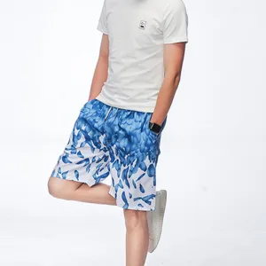 Men Plus Size Quick Dry Feather Printed Casual Swimming Shorts