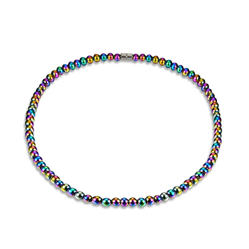 Unisex Multicolor Handmade Hematite Beads Necklace Ball Chain