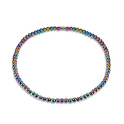 Unisex Multicolor Handmade Hematite Beads Necklace Ball Chain