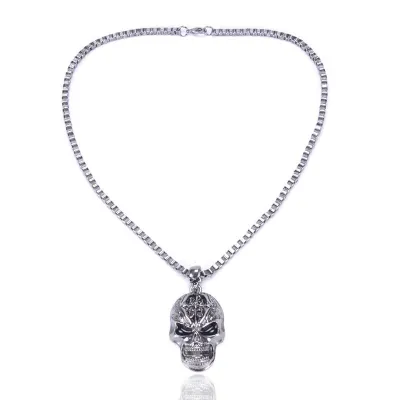 Men Punk Style Cool Alloy Skull Pendant Unisex Rock Chain Necklace