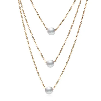 Women's Vintage Fashion Multilayer Geometric Imitation Pearl Necklace