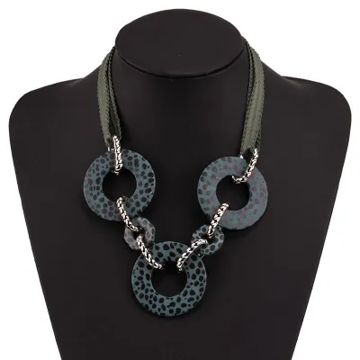 Elegant Women Vintage Style Trendy Leopard Print Acrylic Chain Necklace