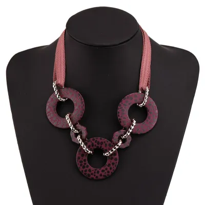 Elegant Women Vintage Style Trendy Leopard Print Acrylic Chain Necklace