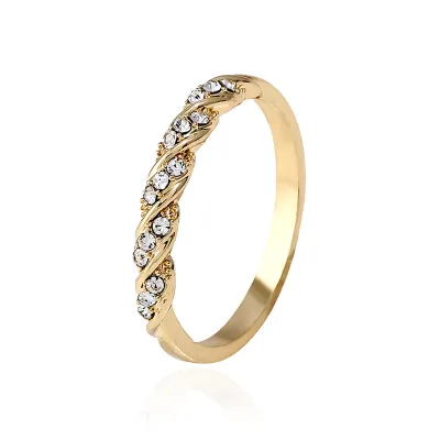Latest Design 3 Colors Alloy Rhinestone Women Leaf Fashion Ring