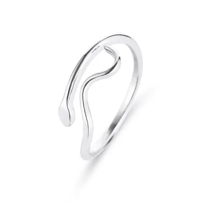 Simple Twisted Wave Design Women Alloy Adjustable Ring