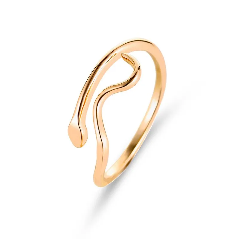 Simple Twisted Wave Design Women Alloy Adjustable Ring