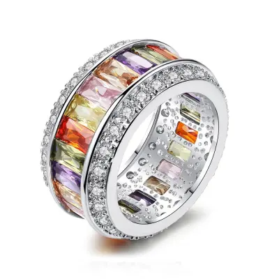 Romantic Women Luxury Multicolor Gemstone Party Ring