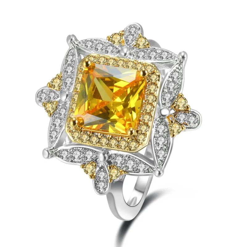 Fashion Unique Geometric Shiny Topaz Gemstone Ring