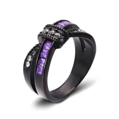 Fashion Unique Black Knot Design Women Zircon Ring