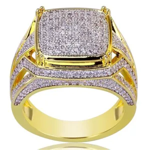Luxury Men's Fashion Shiny Rhinestone Geometric Wedding Ring Alloy
