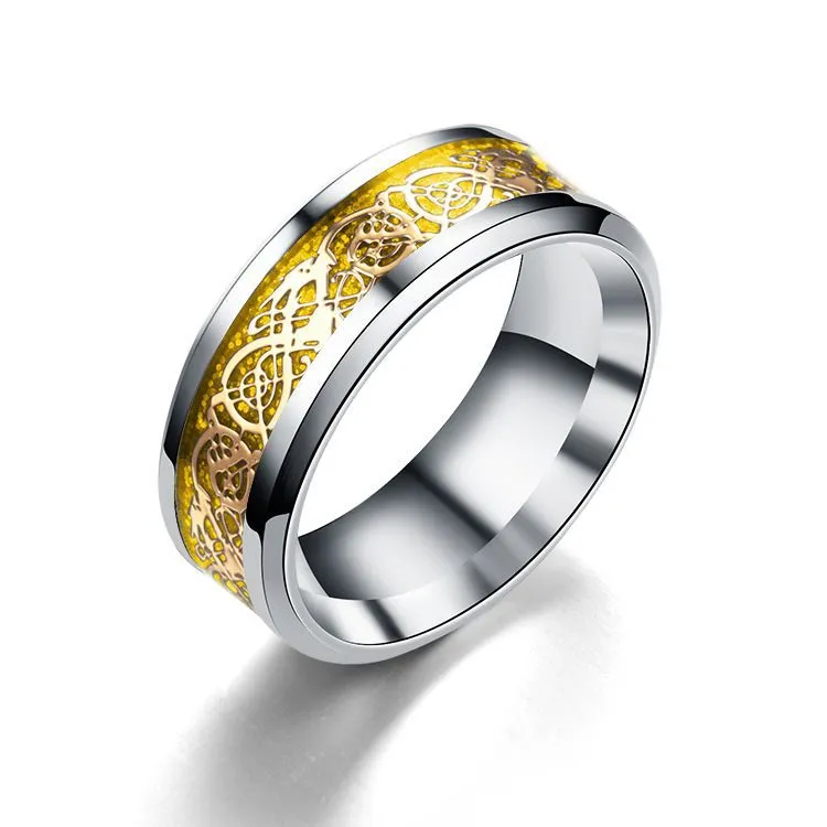 Fashion Carving Pattern Unisex Titanium Steel Plated Ring