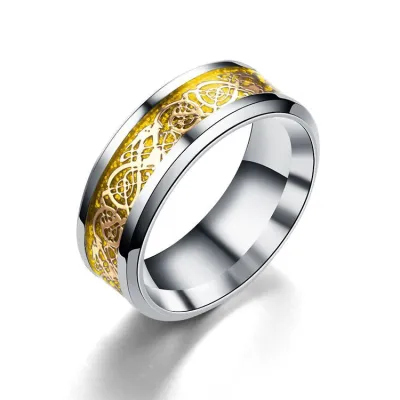 Fashion Carving Pattern Unisex Titanium Steel Plated Ring
