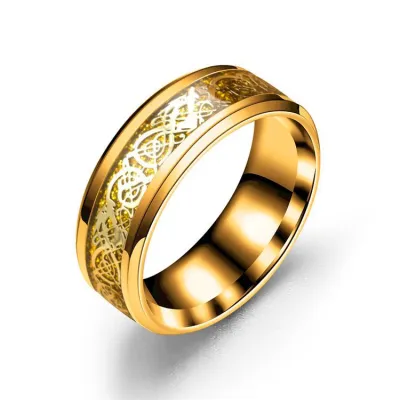 Fashion Carving Pattern Unisex Titanium Steel Plated Ring