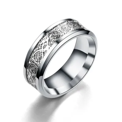 Fashion Carving Pattern Unisex Titanium Steel Plated Ring