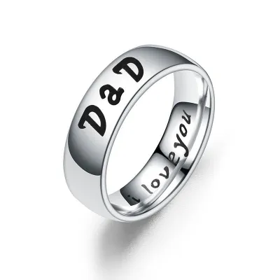 Fashion Silver Plated Words Carving Family Stainless Steel Ring