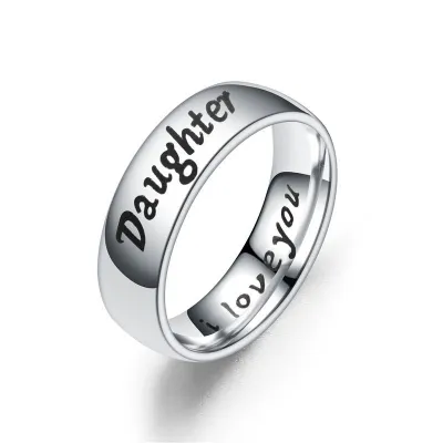 Fashion Silver Plated Words Carving Family Stainless Steel Ring
