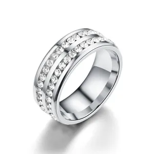 Fashion Double Layer Rhinestone Decoration Wide Ring