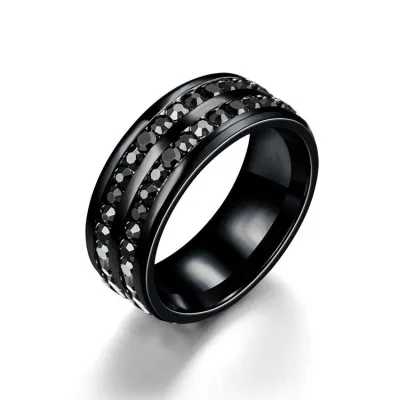 Fashion Double Layer Rhinestone Decoration Wide Ring