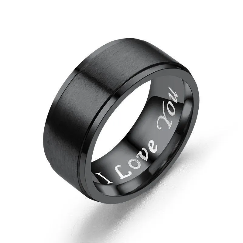 Simple Design Smooth Surface Inside Carving Stainless Steel Star Ring