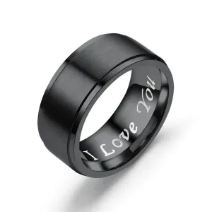 Simple Design Smooth Surface Inside Carving Stainless Steel Star Ring
