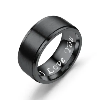 Simple Design Smooth Surface Inside Carving Stainless Steel Star Ring