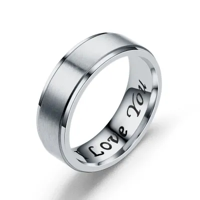 Simple Design Smooth Surface Inside Carving Stainless Steel Star Ring